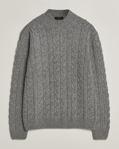 Zanone Double Cable Crew Neck Grey Melange