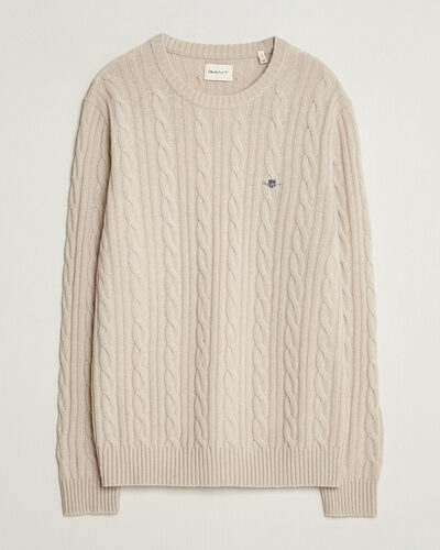 Gant Lambswool Cable Crew Neck Clay Beige