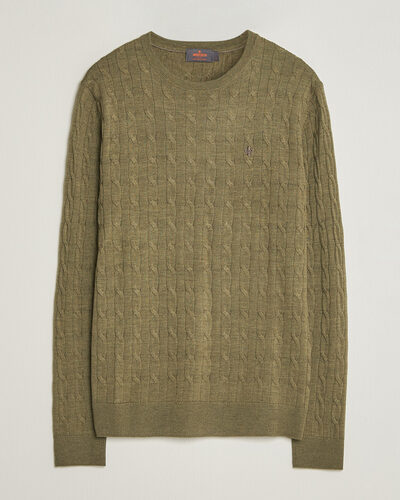 Morris Merino Cable O-Neck Olive