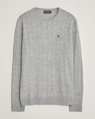 Morris Merino Cable O-Neck Mid Grey