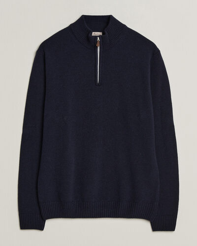 Stenströms Brushed Merino Half-Zip Navy