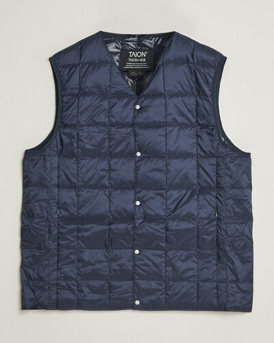 TAION V-Neck Lightweight Down Vest Dark Navy