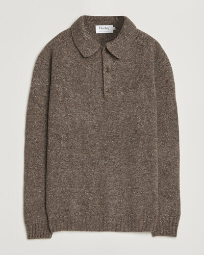 Harley Of Scotland Donegal Wool Polo Brown