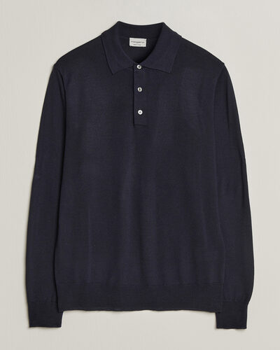 Morgano Extra Fine Merino Wool Polo Navy