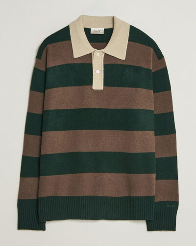Forét Frost Stripe Knit Polo Deep Green