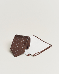  Set Tie & Pocket Square Brown/White