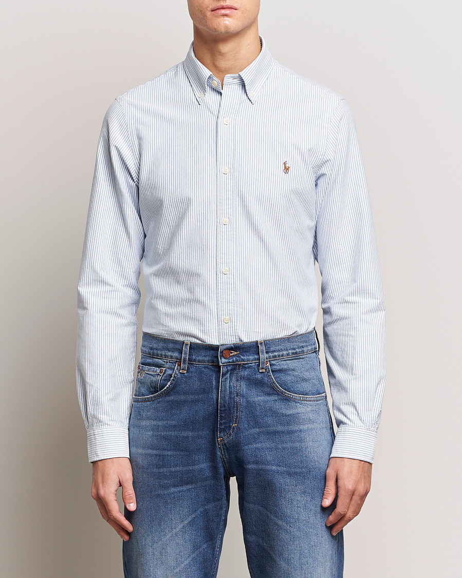 Men | Smart Casual | Polo Ralph Lauren | Slim Fit Shirt Oxford Stripes Blue