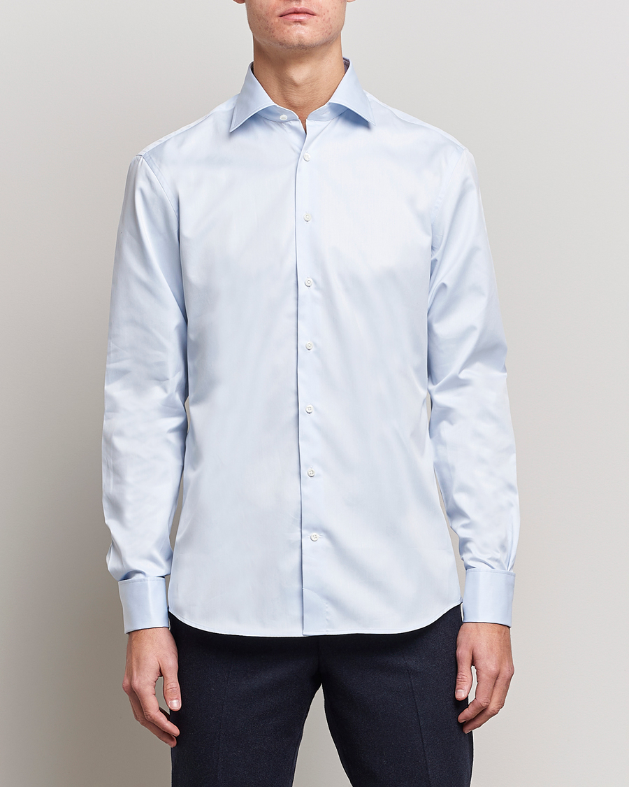 Men | Shirts | Stenströms | Fitted Body Shirt Double Cuff Blue