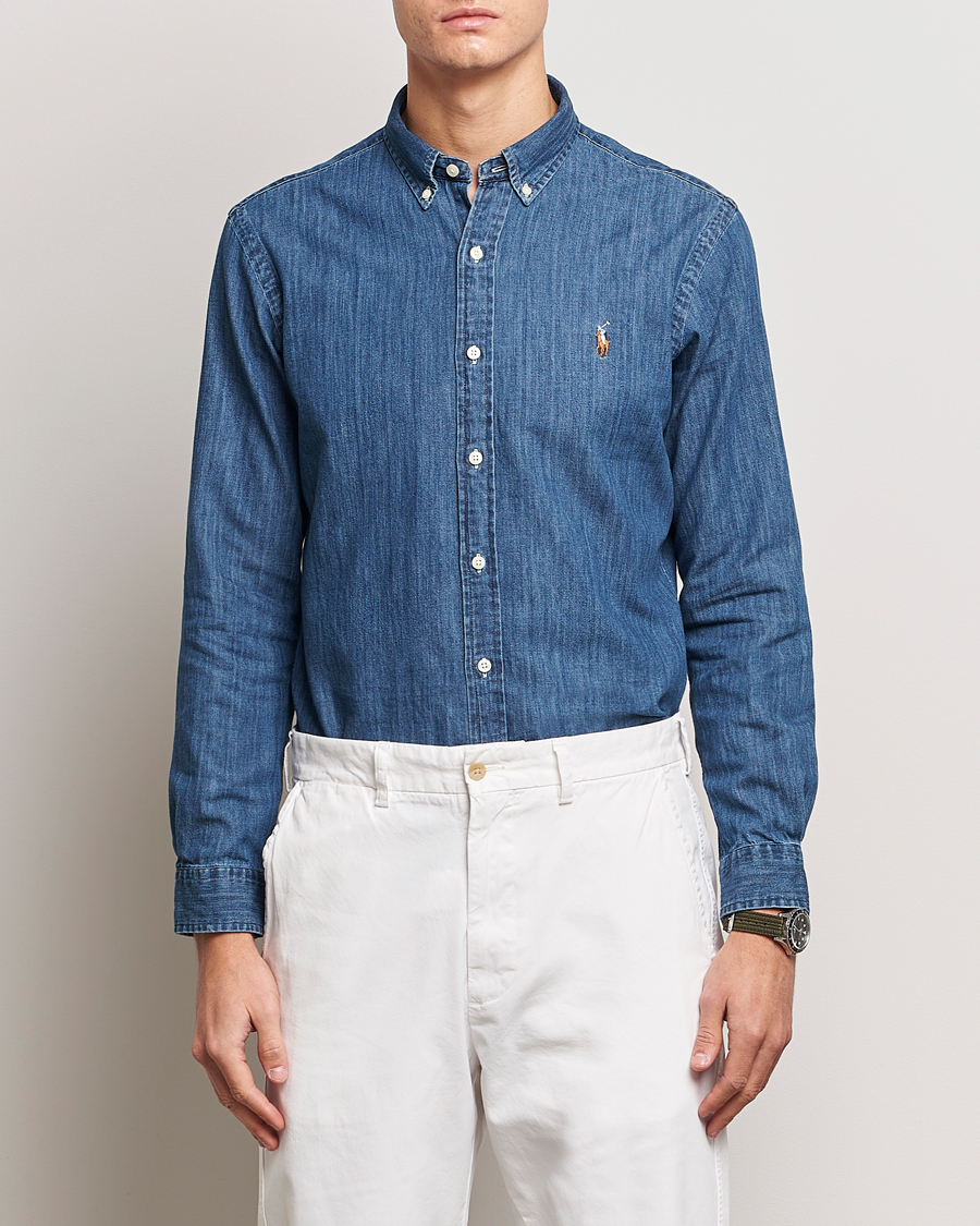 Men | Denim Shirts | Polo Ralph Lauren | Slim Fit Shirt Denim Dark Wash