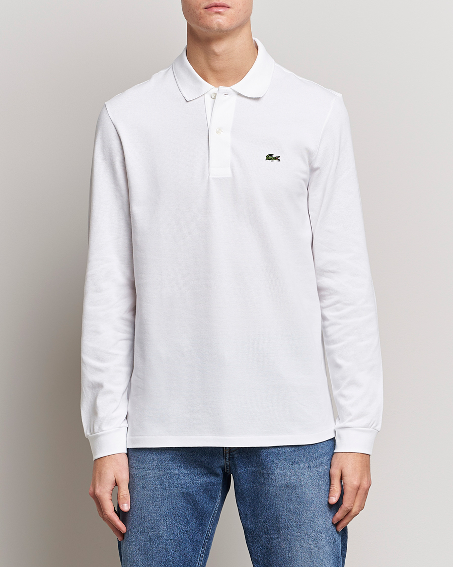 Men | Long Sleeve Polo Shirts | Lacoste | Long Sleeve Piké White
