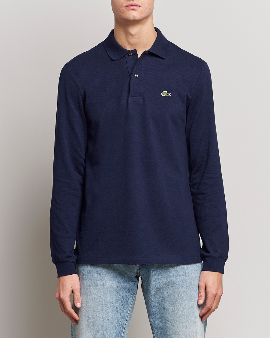 Men | Polo Shirts | Lacoste | Original Long Sleeve Polo Piké Navy Blue