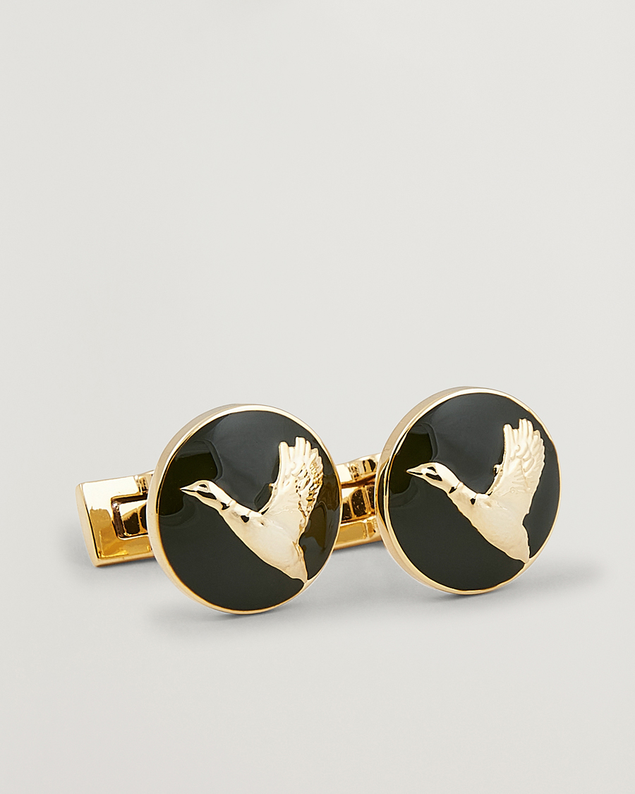 Men | Skultuna Cuff Links Hunter Flying Duck Gold/Green | Skultuna | Cuff Links Hunter Flying Duck Gold/Green