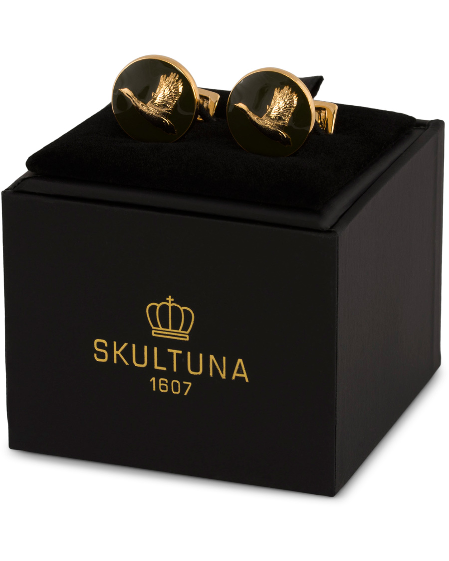 Men | Skultuna Cuff Links Hunter Flying Duck Gold/Green | Skultuna | Cuff Links Hunter Flying Duck Gold/Green