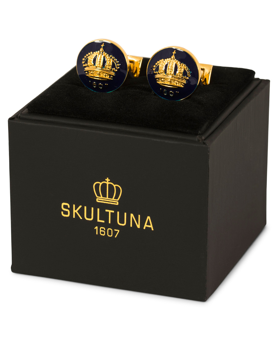 Men | Cufflinks | Skultuna | Cuff Links The Crown Gold/Royal Blue