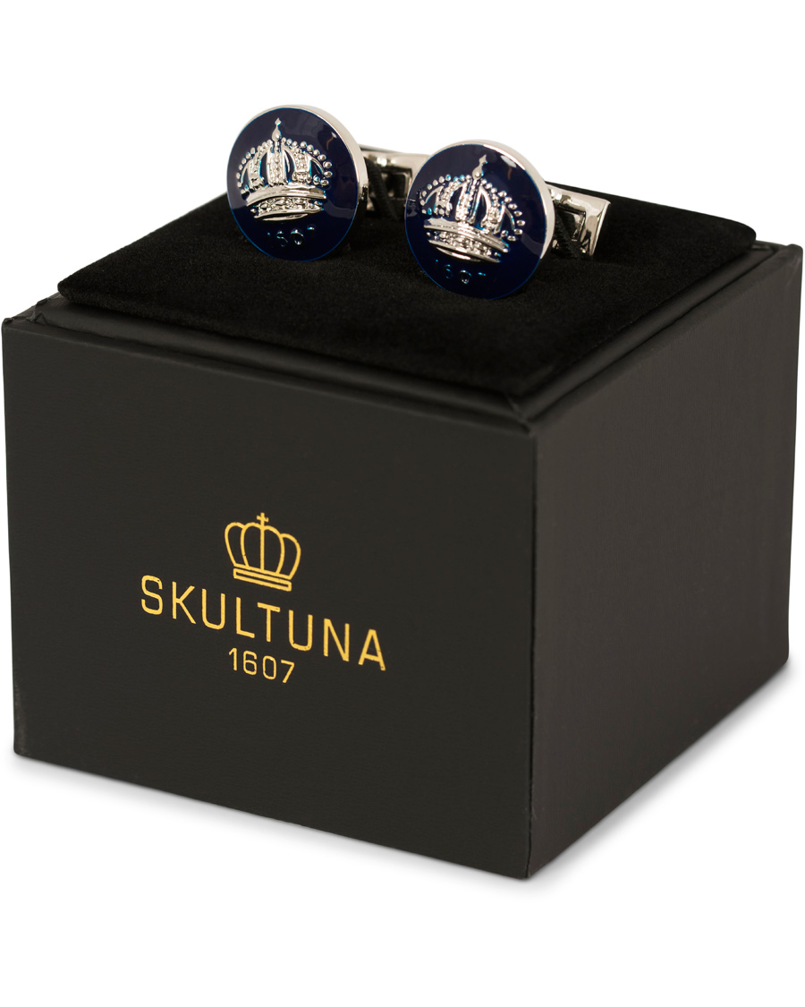 Men | Cufflinks | Skultuna | Cuff Links The Crown Silver/Royal Blue