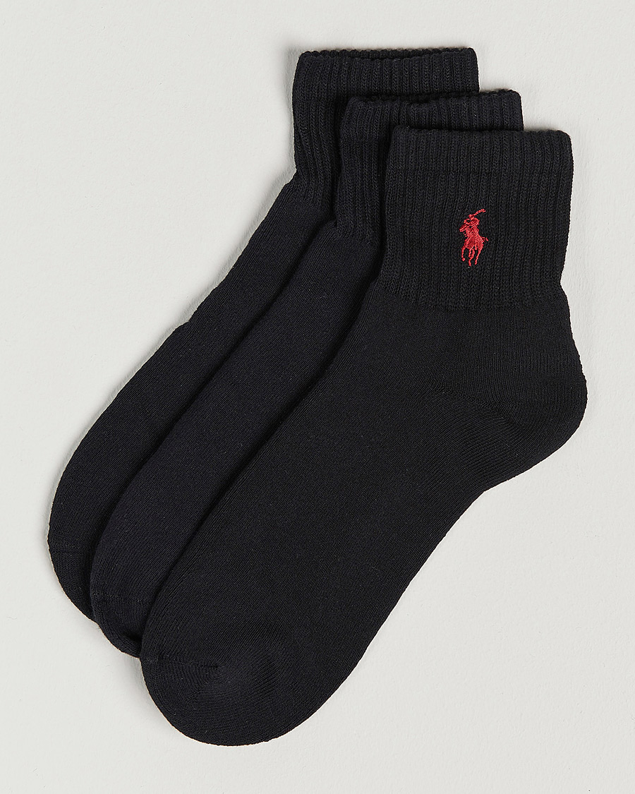 Men | Underwear & Socks | Polo Ralph Lauren | 3-Pack Sport Quarter Socks Black