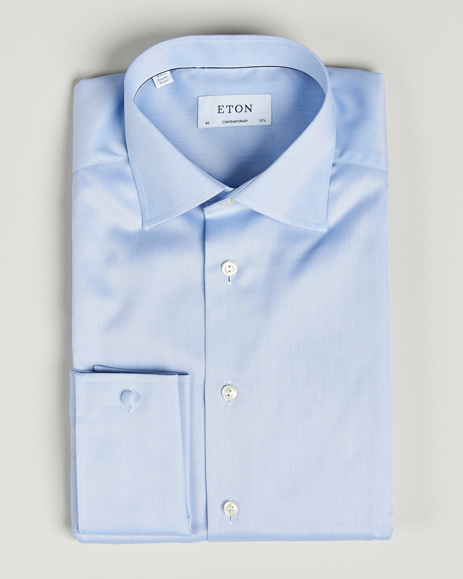 Men | Shirts | Eton | Contemporary Fit Shirt Double Cuff Blue