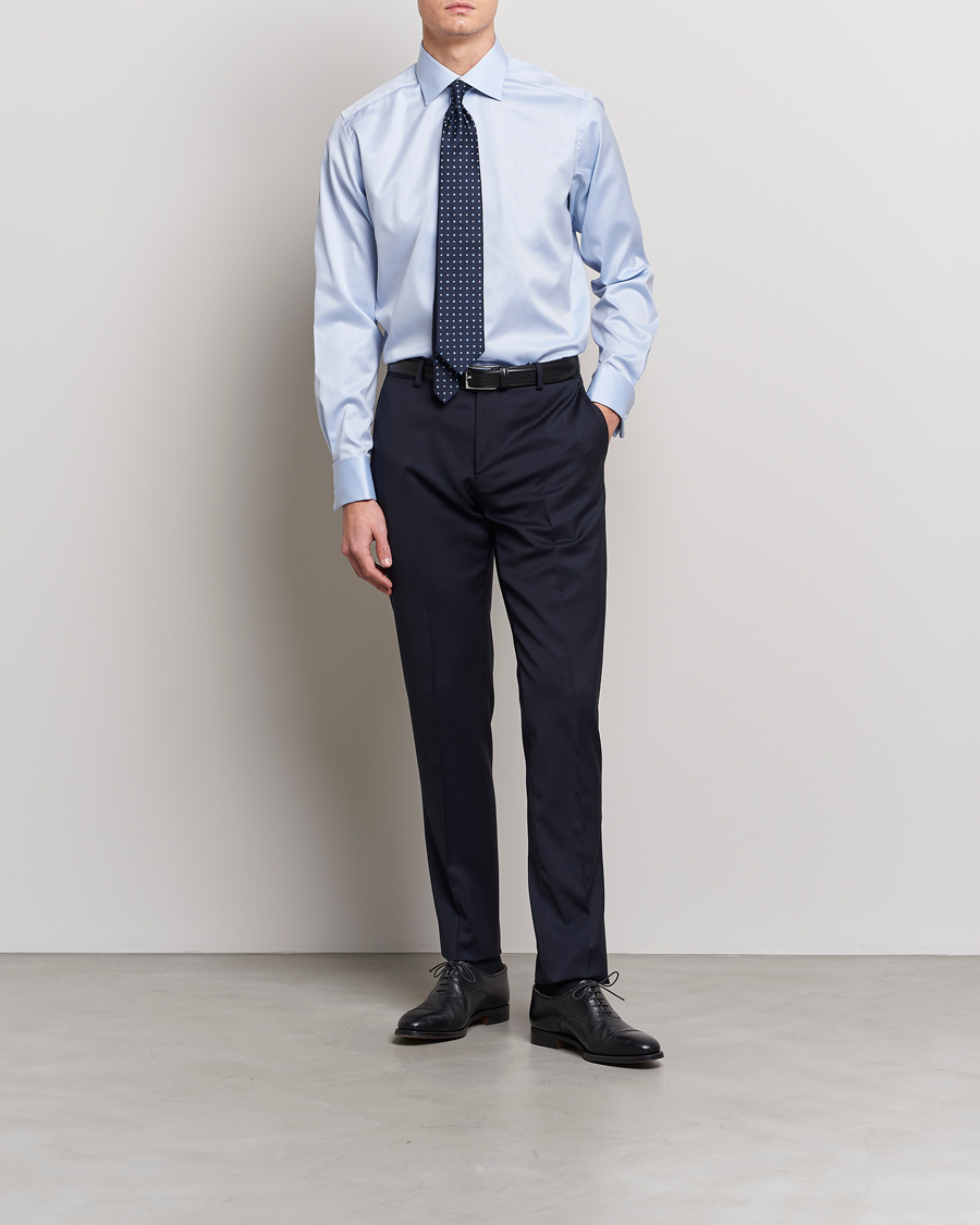 Men | Business Shirts | Eton | Contemporary Fit Shirt Double Cuff Blue