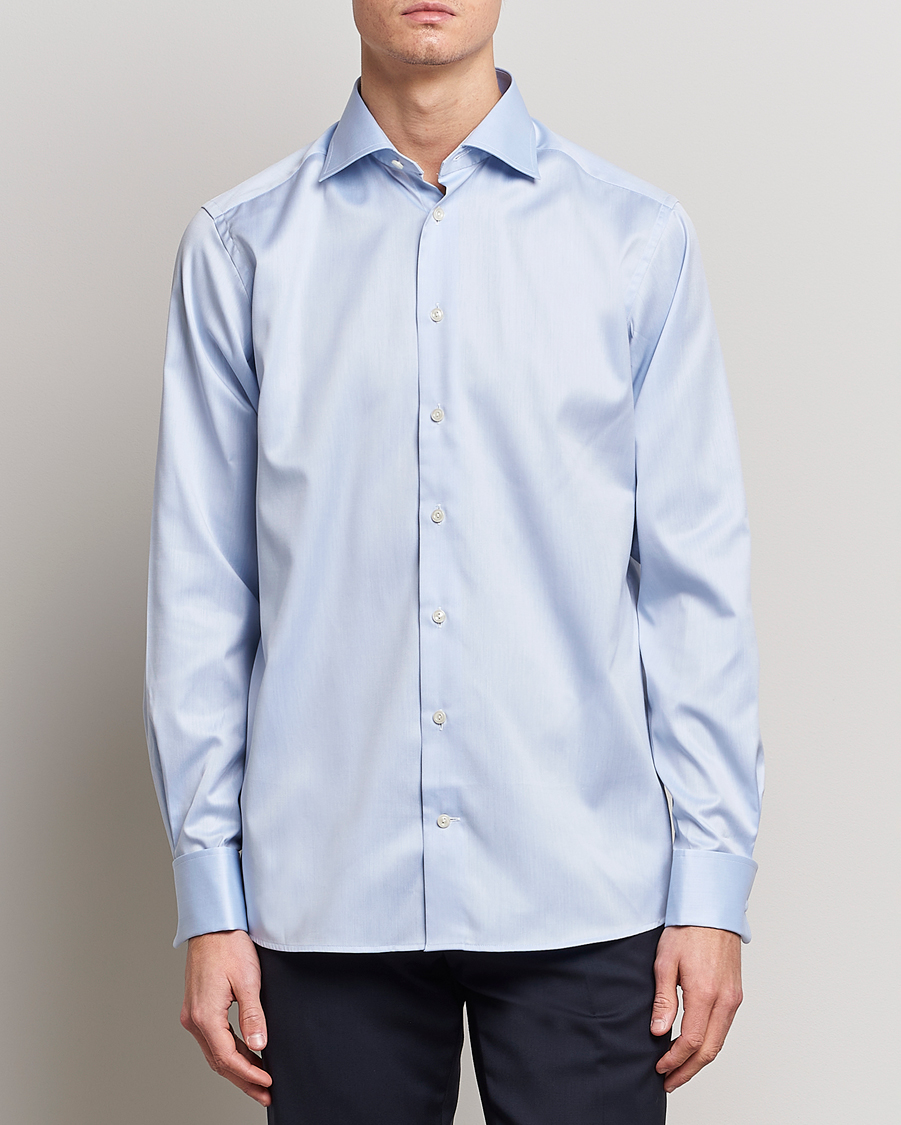 Men | Shirts | Eton | Contemporary Fit Shirt Double Cuff Blue
