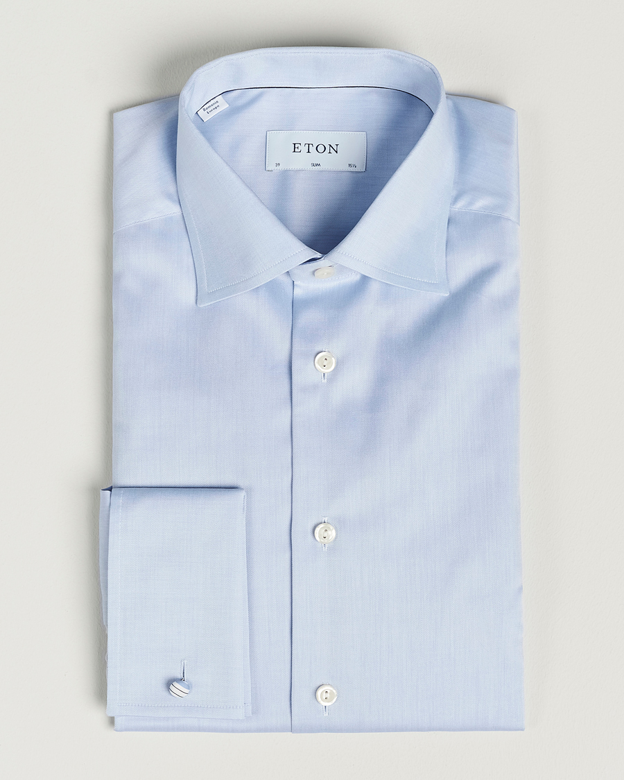 Men |  | Eton | Slim Fit Shirt Double Cuff Blue