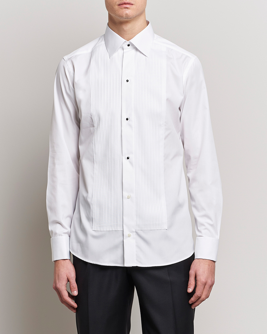 Men | Black Tie | Eton | Slim Fit Tuxedo Shirt Black Ribbon White