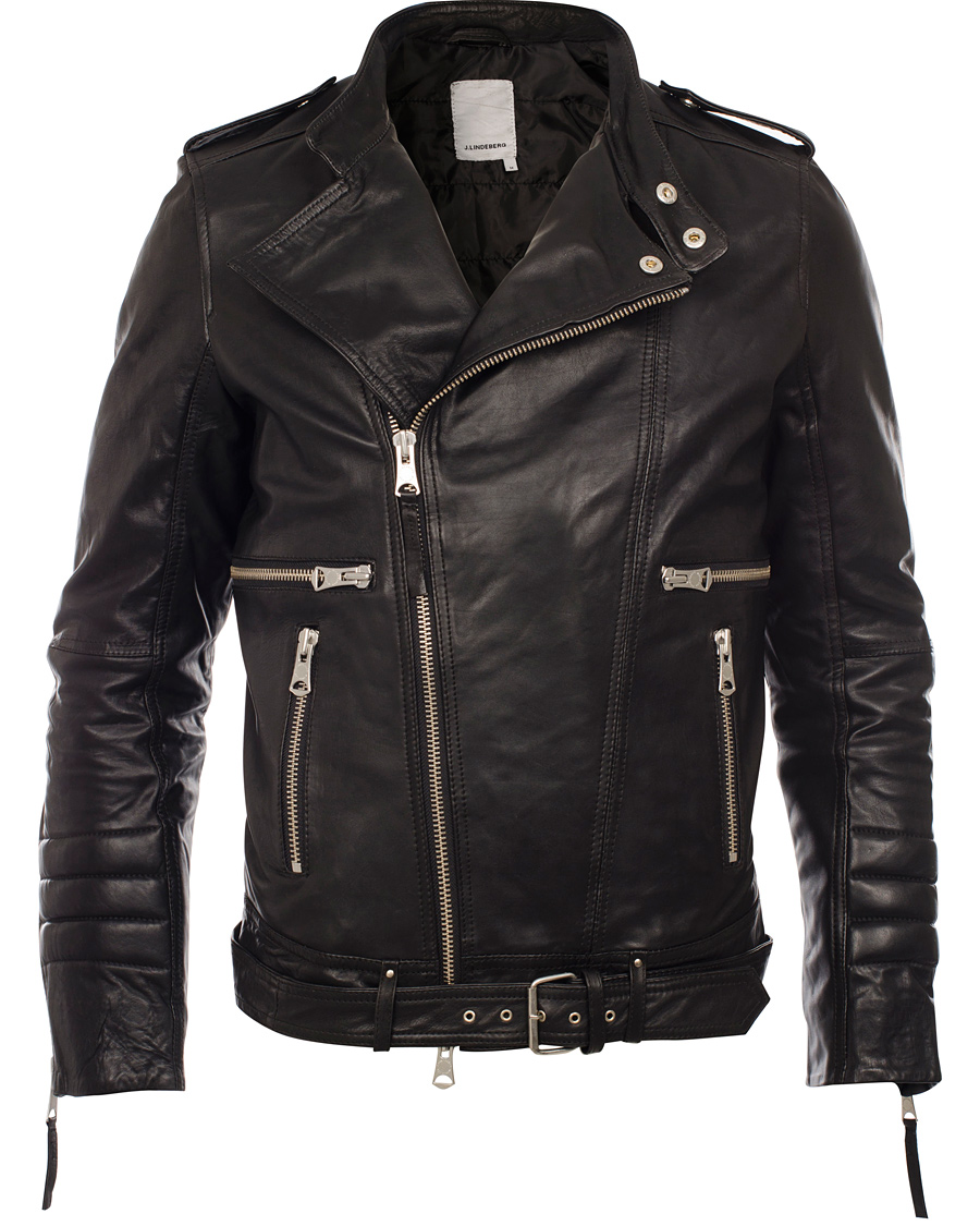 Men | Coats & Jackets | J.Lindeberg | Tyrone Sleek Leather Jacket Black