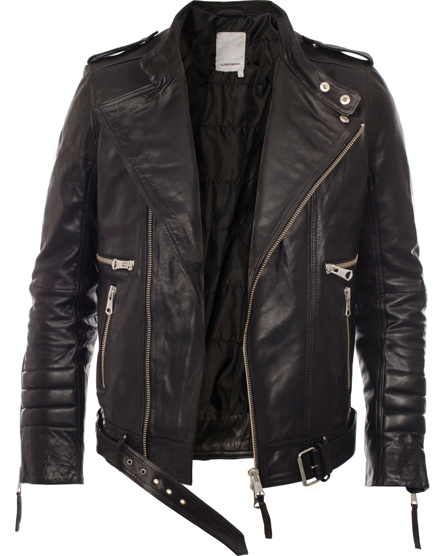 Men | Coats & Jackets | J.Lindeberg | Tyrone Sleek Leather Jacket Black