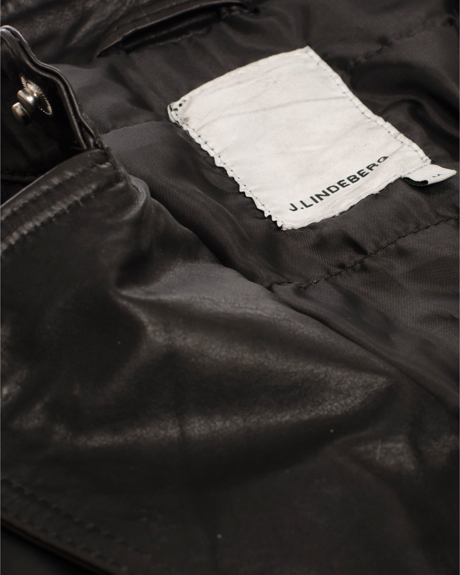 Men | Coats & Jackets | J.Lindeberg | Tyrone Sleek Leather Jacket Black