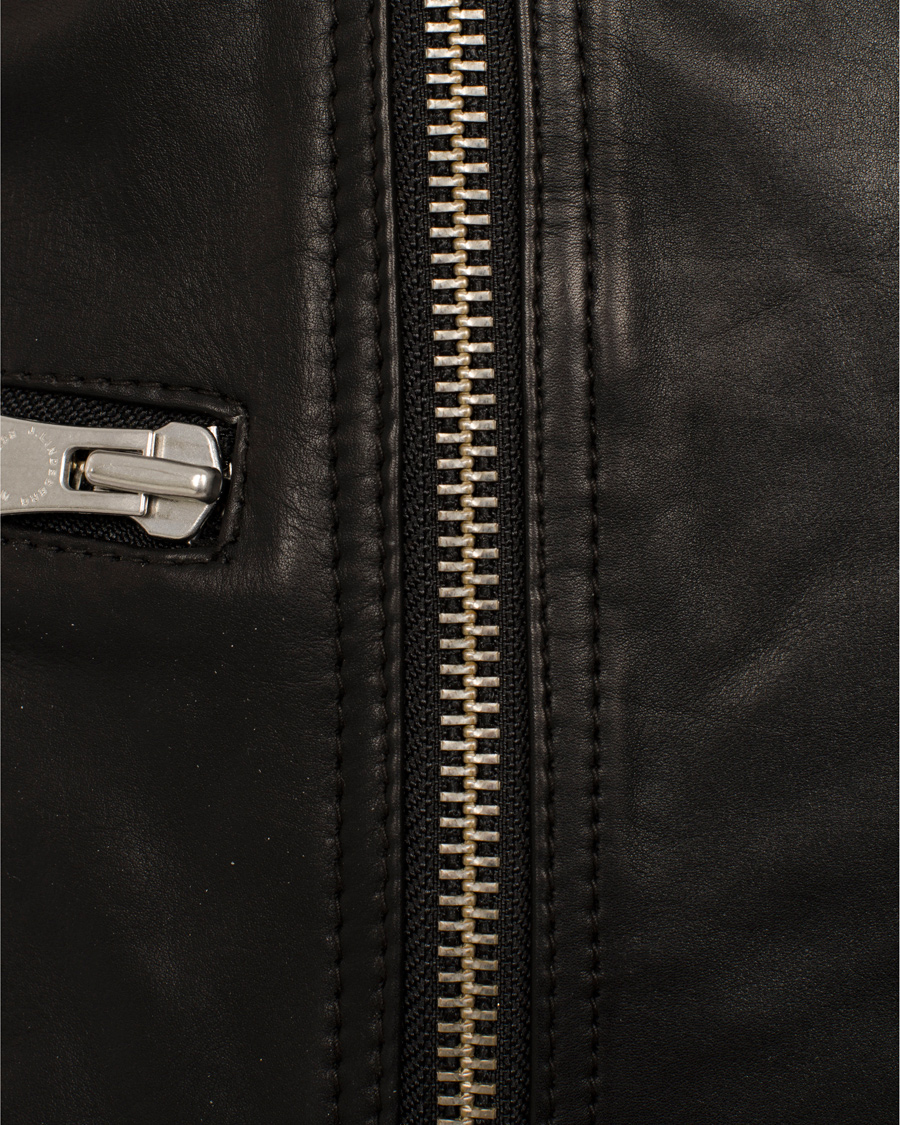 Men | Coats & Jackets | J.Lindeberg | Tyrone Sleek Leather Jacket Black