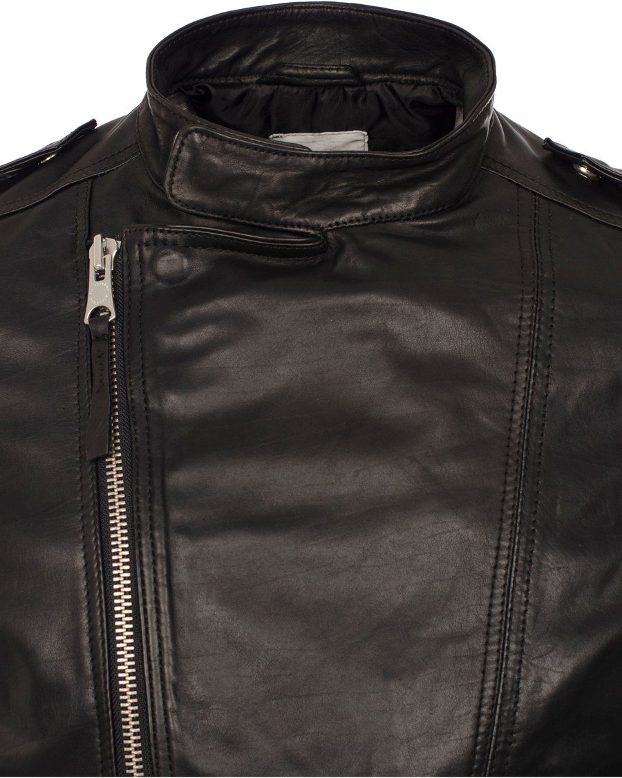 Men | Coats & Jackets | J.Lindeberg | Tyrone Sleek Leather Jacket Black