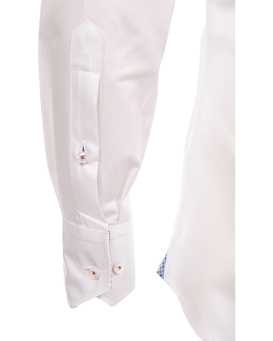 Men | Shirts | Stenströms | Slimline Pin Point Oxford Contrast Shirt White Dot