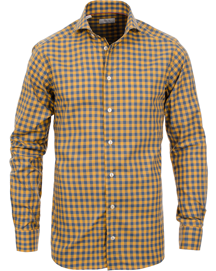 Men | Shirts | Eton | Slim Fit Shirt Red Ribbon Check Mustard Yellow