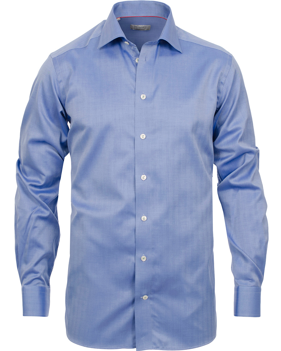 Men | Shirts | Eton | Contemporary Fit Shirt Red Ribbon Herringbone Blue