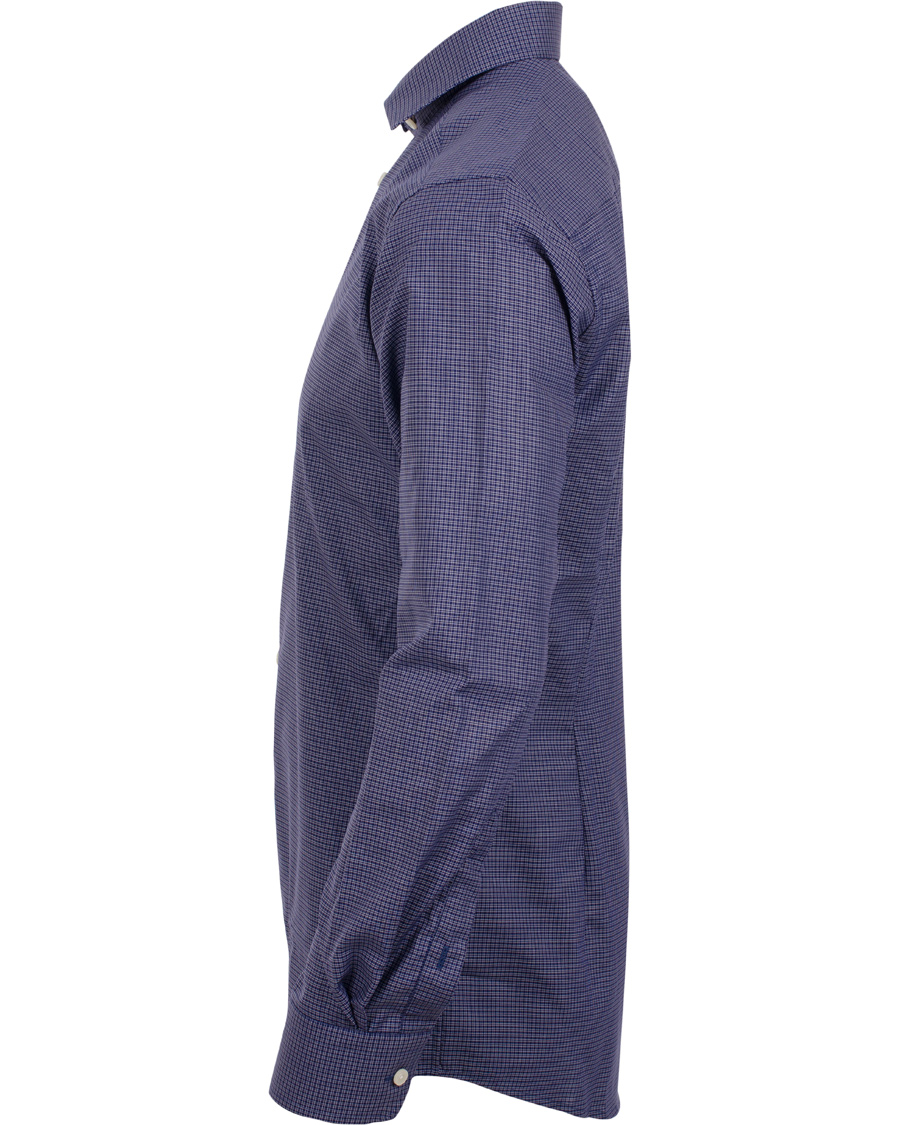 Men | Shirts | Eton | Slim Fit Shirt Red Ribbon Micro Check Dark Blue