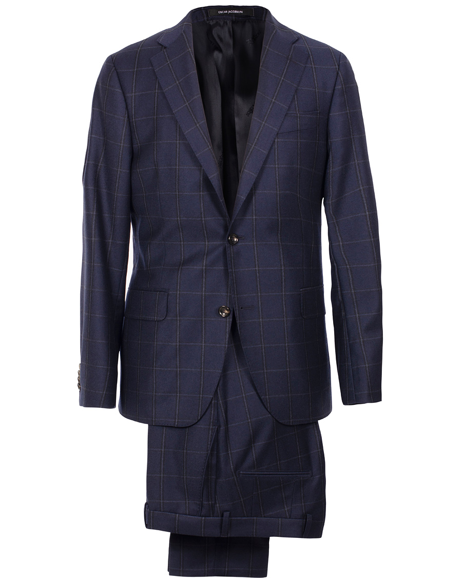 Men | Suits | Oscar Jacobson | Edmund Window Pane Suit Navy
