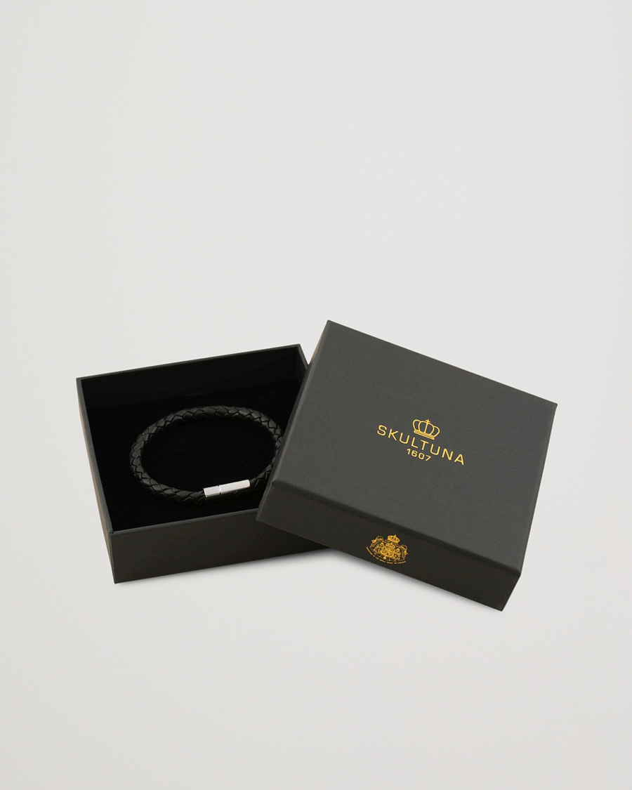 Men | Jewellery | Skultuna | One Row Leather Bracelet Black Steel