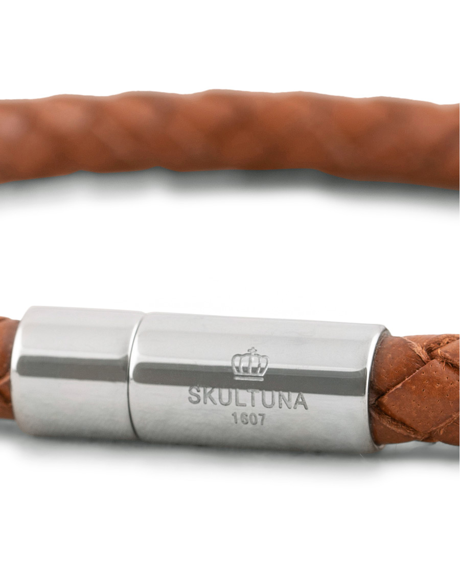 Men | Skultuna One Row Leather Bracelet Brown Steel | Skultuna | One Row Leather Bracelet Brown Steel