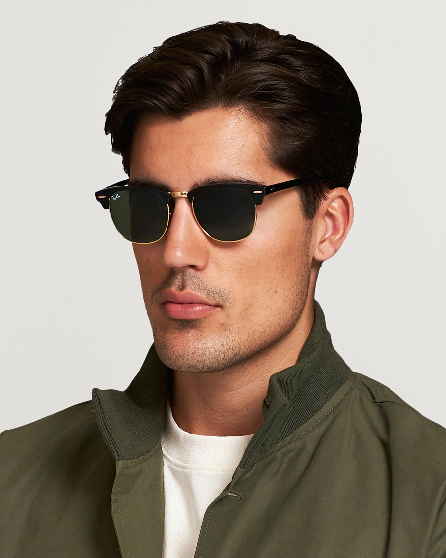 Men | Sunglasses | Ray-Ban | Clubmaster Sunglasses Ebony/Crystal Green
