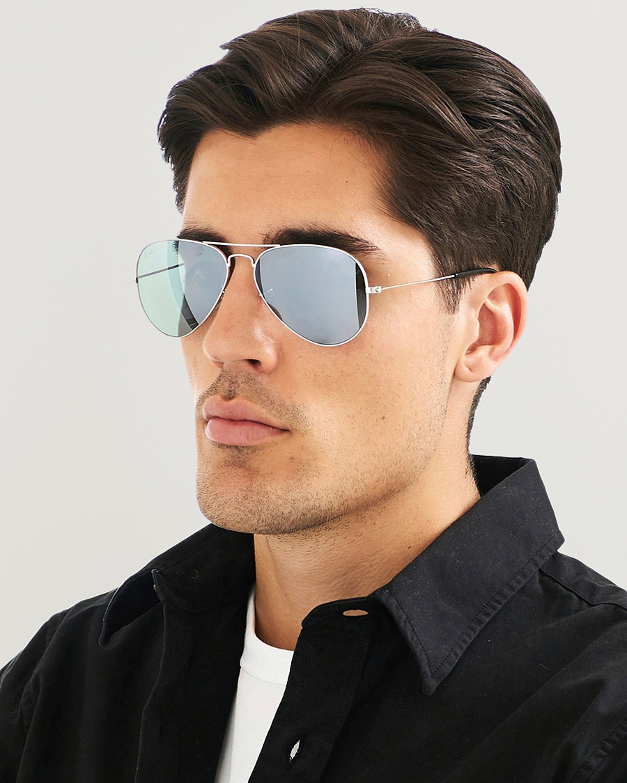 Men | Sunglasses | Ray-Ban | 0RB3025 Aviator Large Metal Sunglasses Silver/Grey Mirror