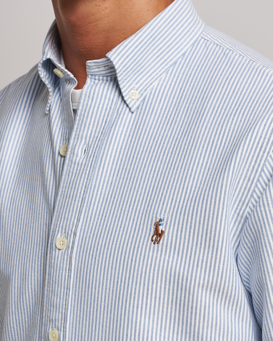Men | Shirts | Polo Ralph Lauren | Custom Fit Oxford Shirt Stripes Blue