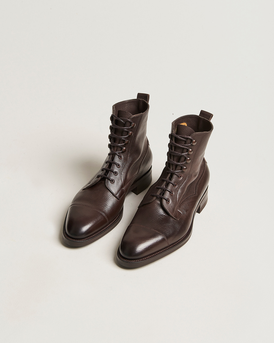 Men | Shoes | Edward Green | Galway Grained Boot Dark Brown Utah Calf