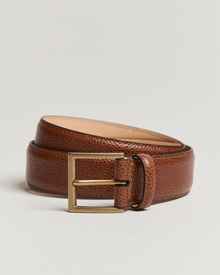 Men | Belts | Crockett & Jones | Belt 3,5 cm Tan Grained Calf