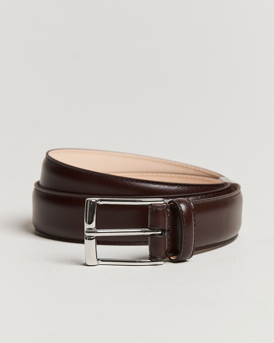 Men | Belts | Crockett & Jones | Belt 3,2 cm Dark Brown Calf