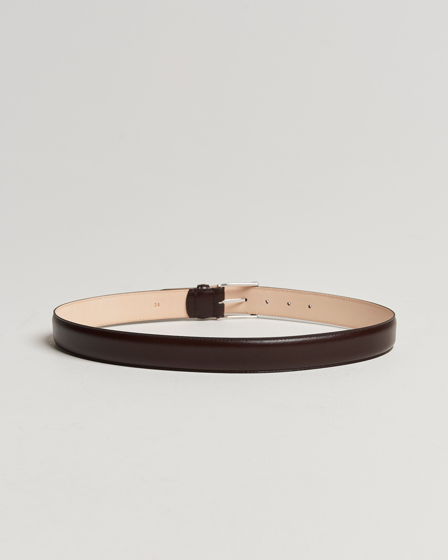 Men | Leather Belts | Crockett & Jones | Belt 3,2 cm Dark Brown Calf