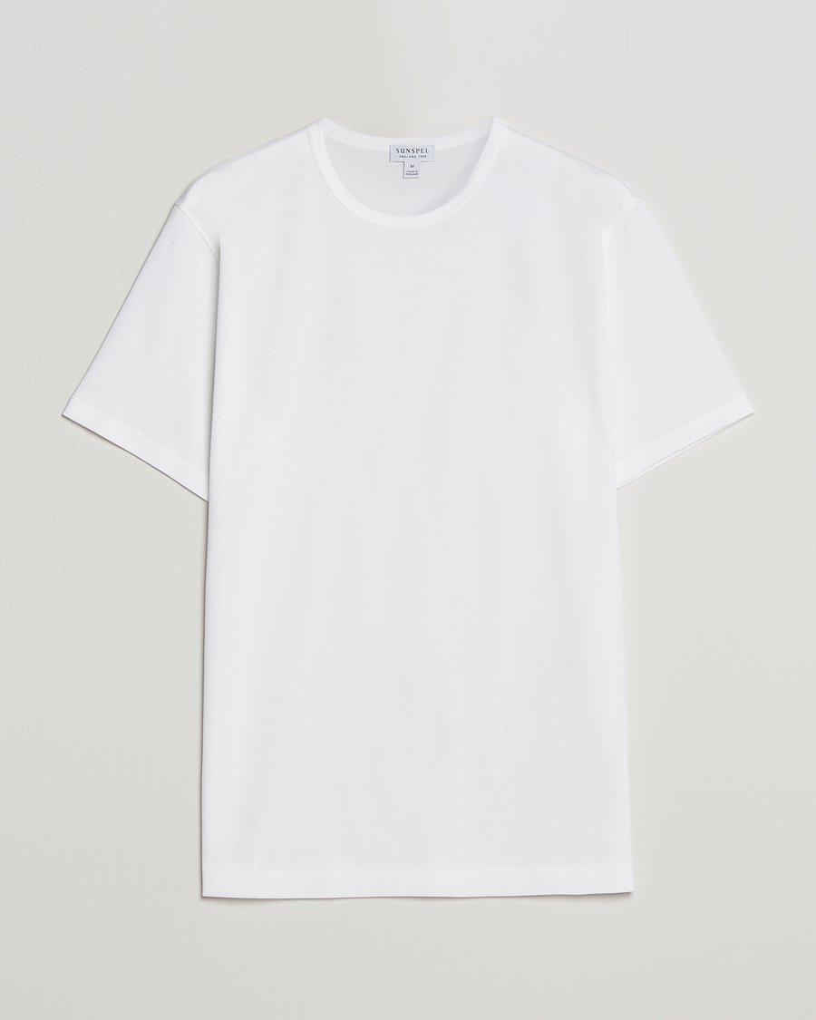 Men | T-Shirts | Sunspel | Crew Neck Q82 Cotton T-Shirt White