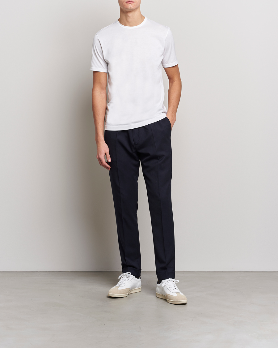 Men | T-Shirts | Sunspel | Crew Neck Q82 Cotton T-Shirt White