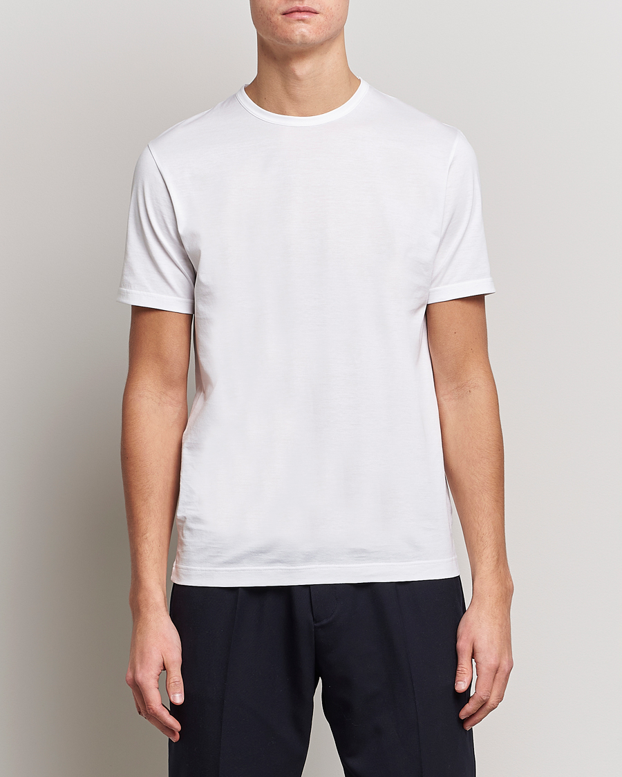 Men | T-Shirts | Sunspel | Crew Neck Q82 Cotton T-Shirt White