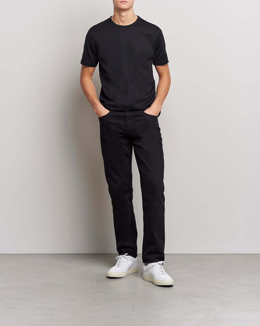 Men | T-Shirts | Sunspel | Crew Neck Q82 Cotton T-Shirt Black