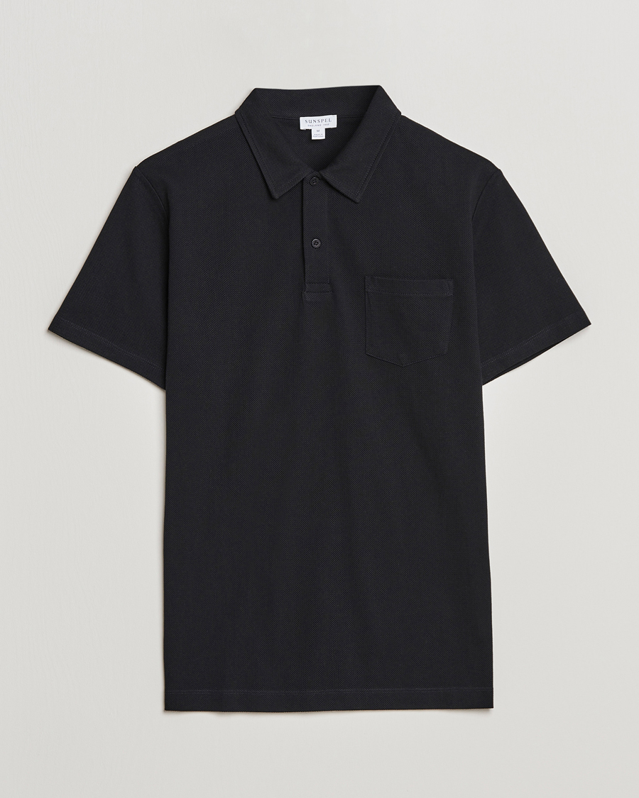 Men | Polo Shirts | Sunspel | Riviera Polo Shirt Black