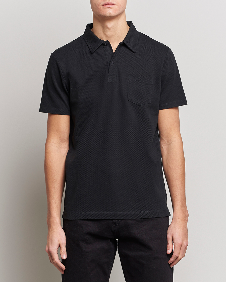 Men | Polo Shirts | Sunspel | Riviera Polo Shirt Black